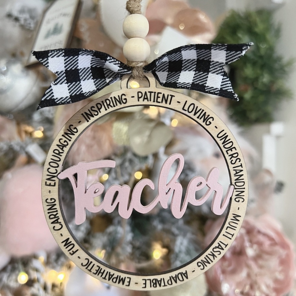 New | Custom Laser Engraved Wood Teacher Ornament